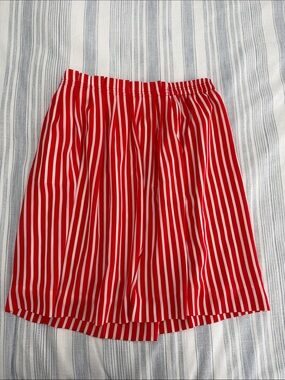 J. Crew Red and White Vertical Stripe Skirt